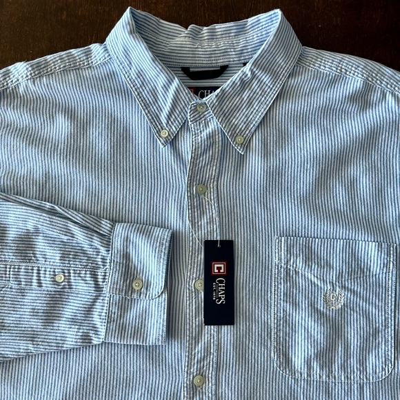Chaps big & tall stripe cotton long sleeve button down shirt 3XB / 3TF - Picture 5 of 12